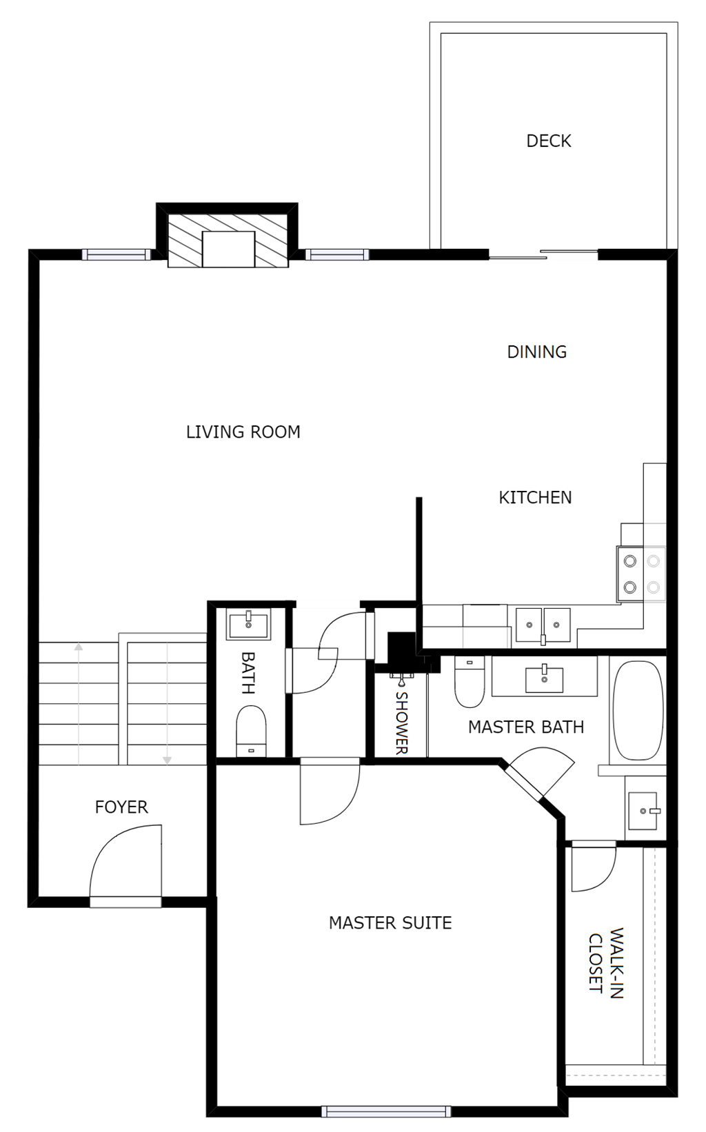 a floor plan of a house with bedrooms and a living room