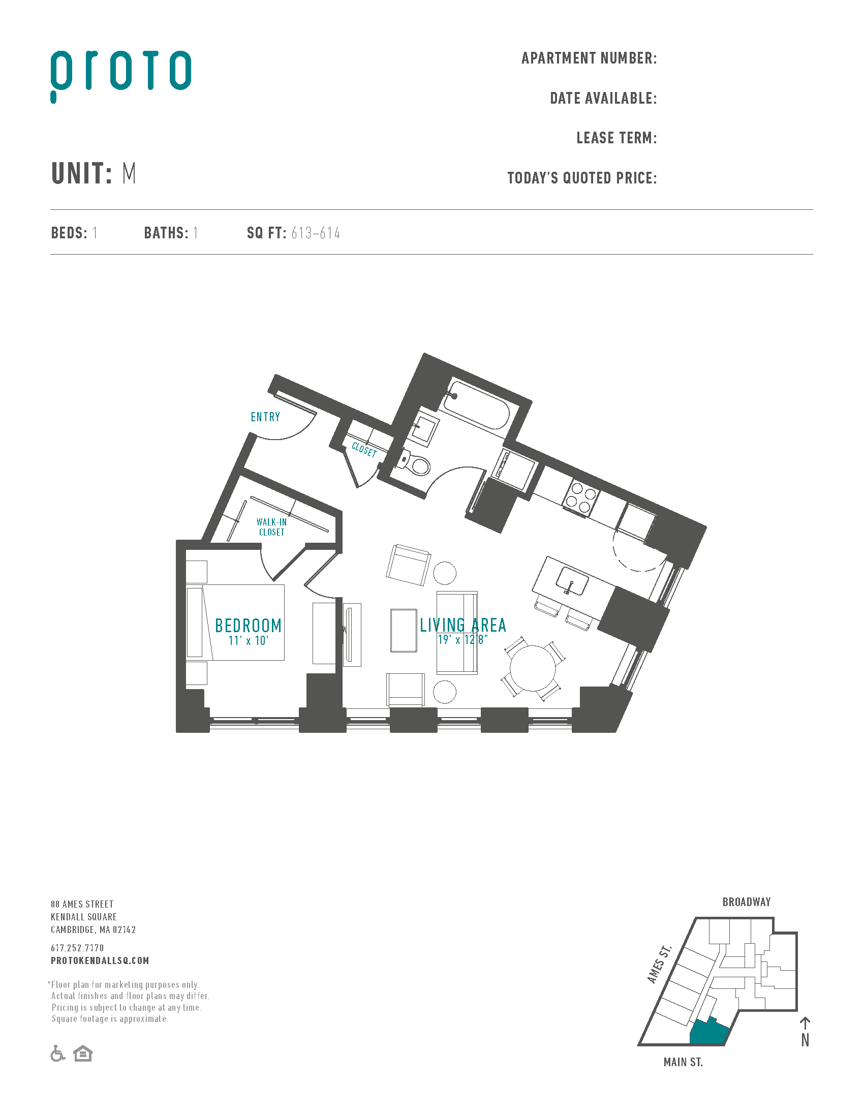 1 Bed/1 Bath-M