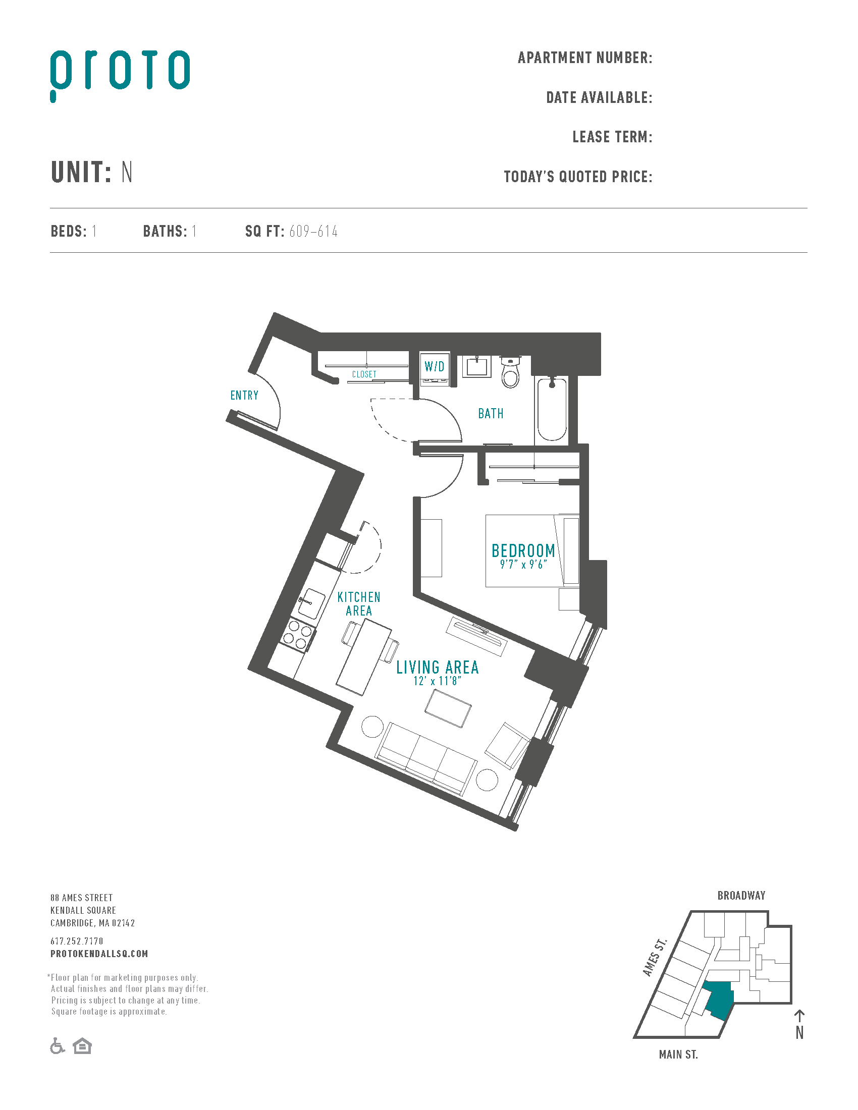 1 Bed/1 Bath-N