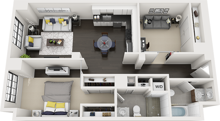 1 Bed/2 Bath Den-a20c