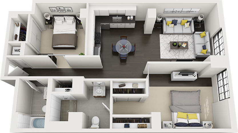1 Bed/2 Bath Den-a20m