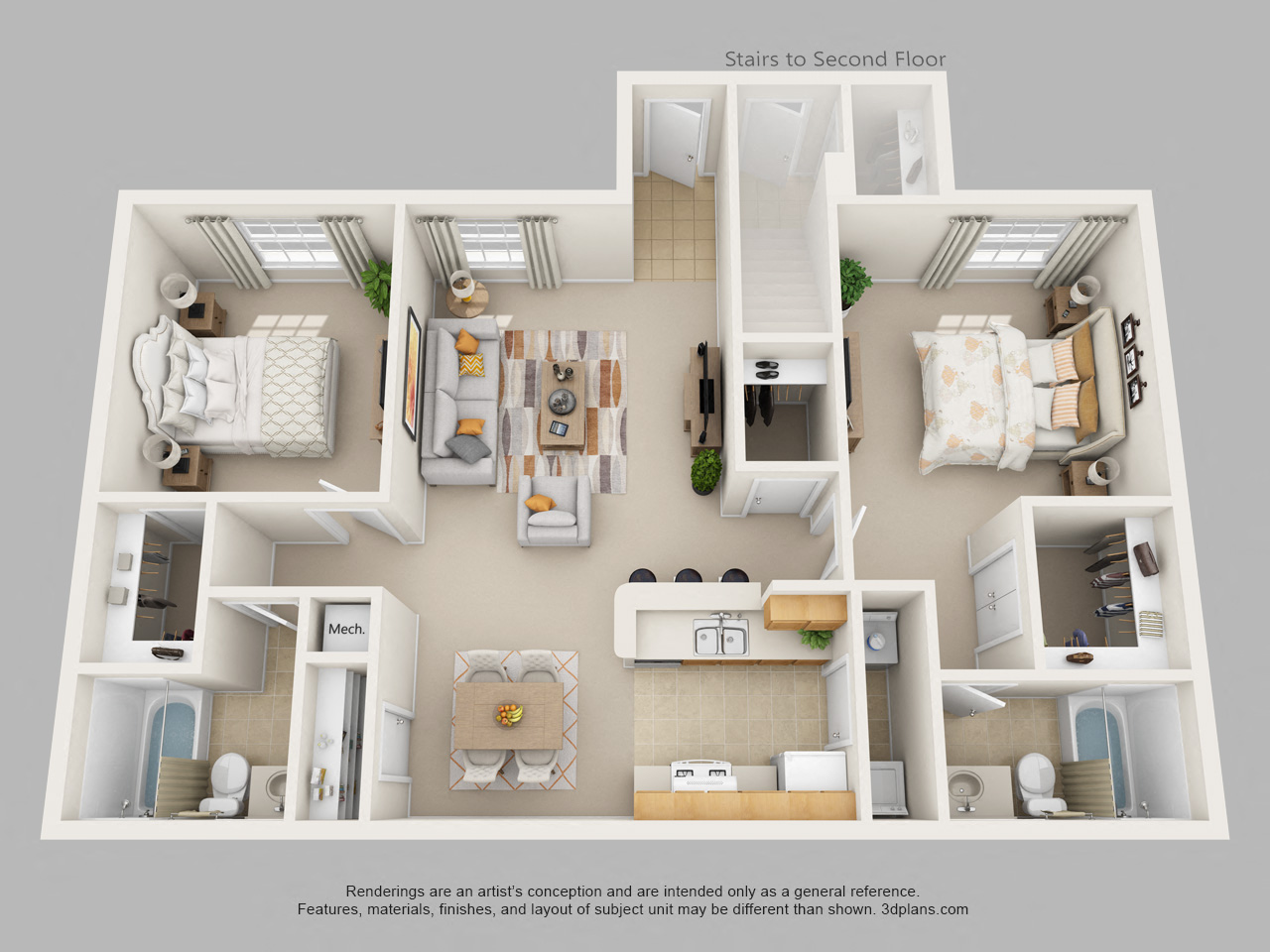 Two bedroom floor plan