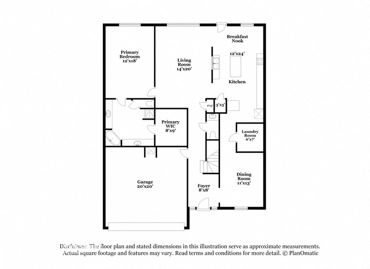 this floor plan is an approximation of the floor plan for a 1 bedroom apartment
