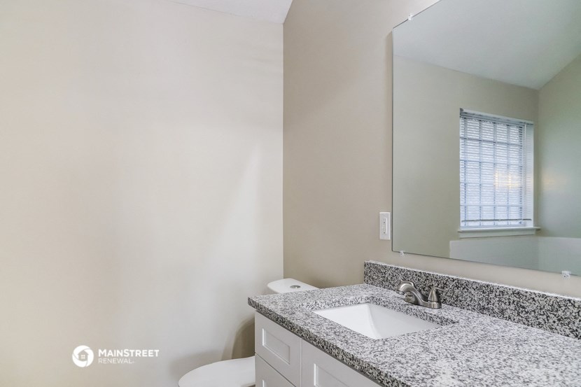 a bathroom with a sink and a mirror and a toilet