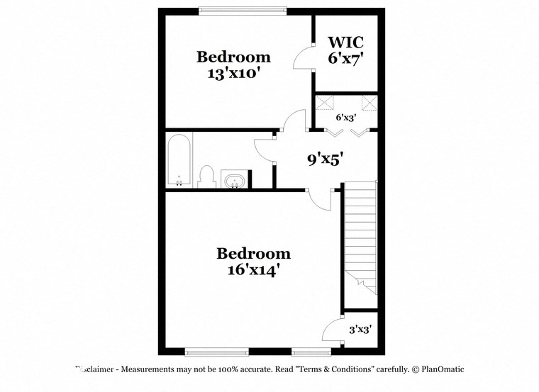 a floor plan of a house with a bedroom and a bathroom