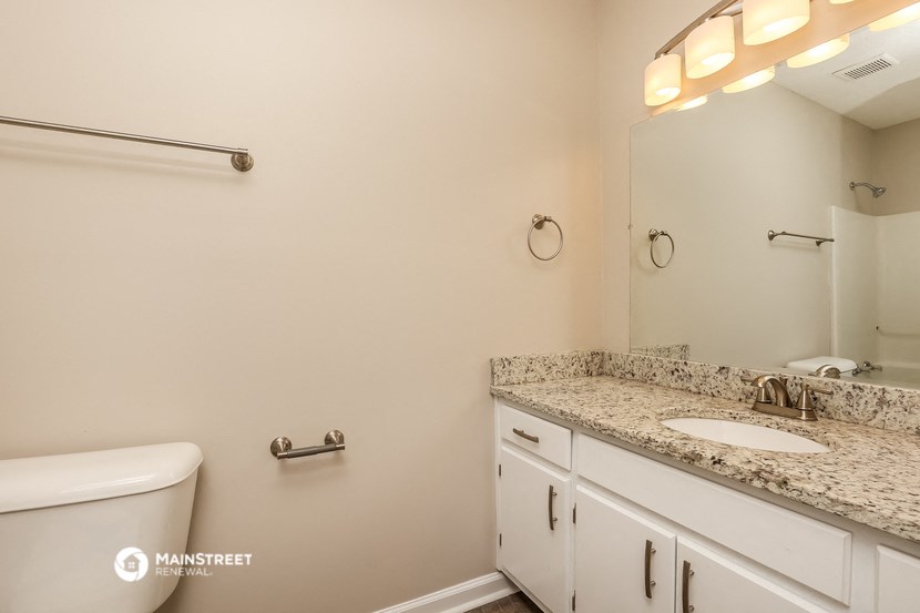 a bathroom with a sink and a toilet and a mirror