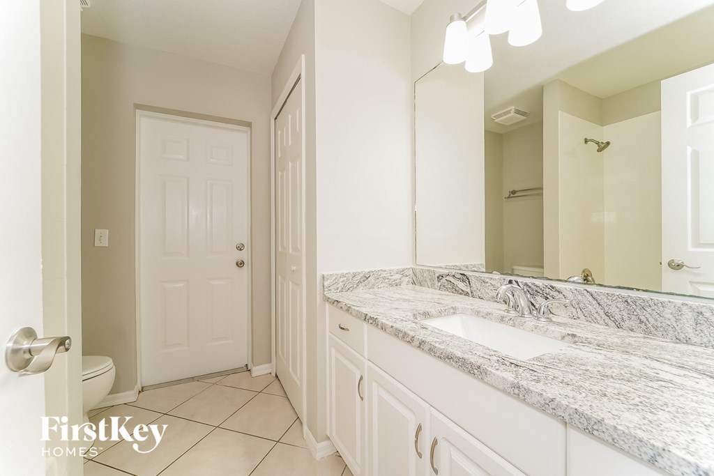 a bathroom with a sink and a mirror and a toilet