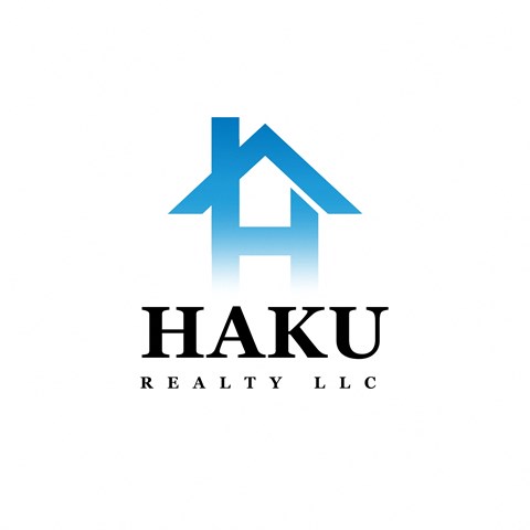 A logo for Haku Realty LLC featuring a blue house shape.