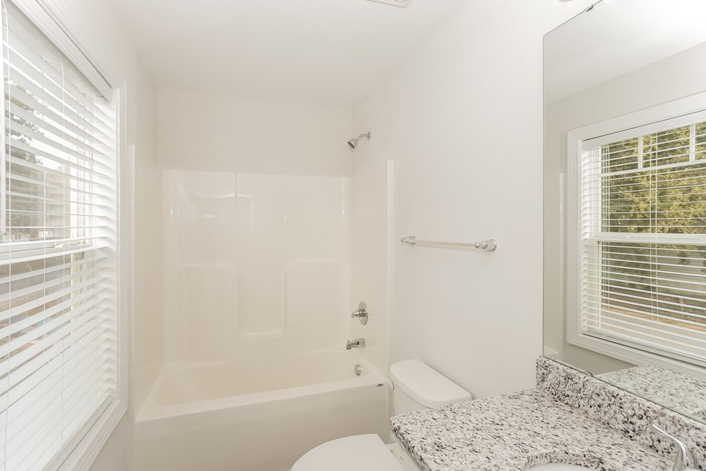 a bathroom with a tub and a toilet and a sink