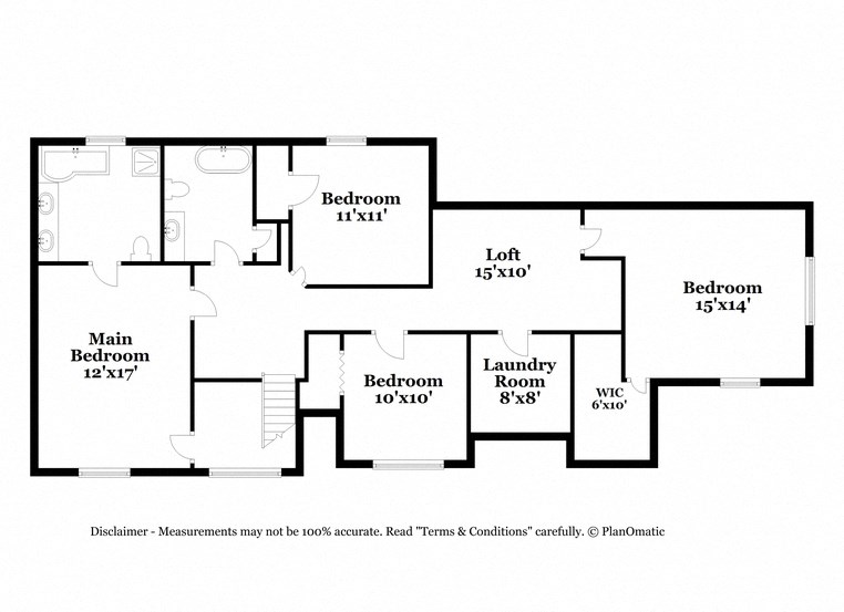 a floor plan of a house showing the bedrooms and bathrooms