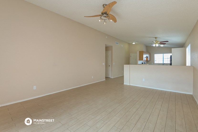 the living room and dining room are spacious and clean