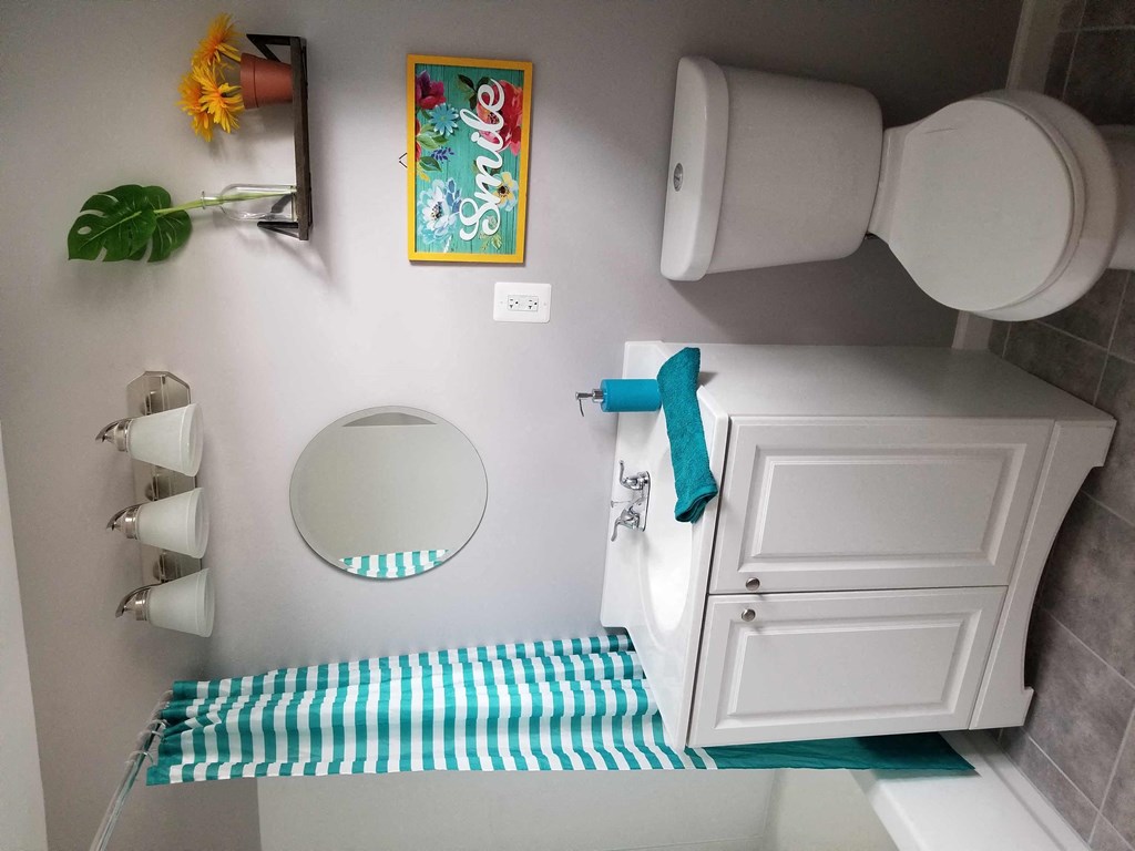 a bathroom with a toilet sink and a mirror