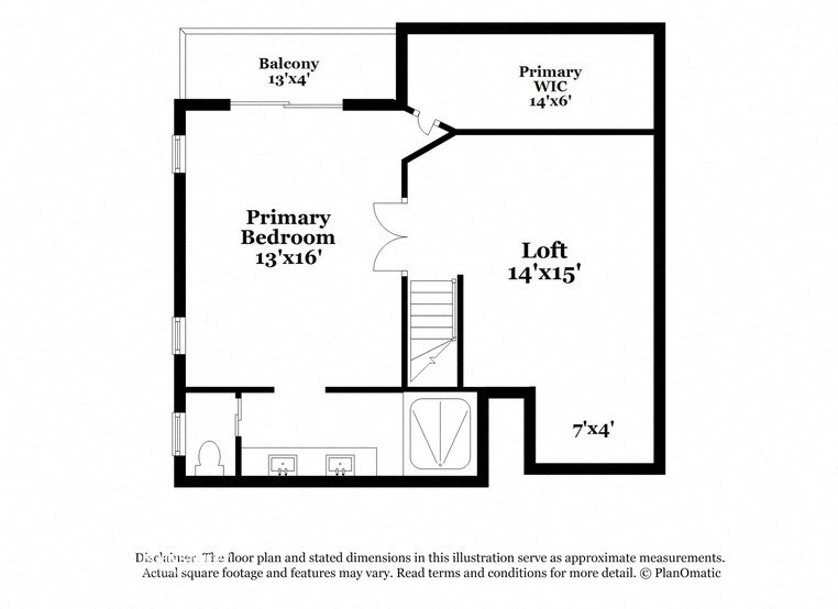 a floor plan of a house with a bedroom and a loft