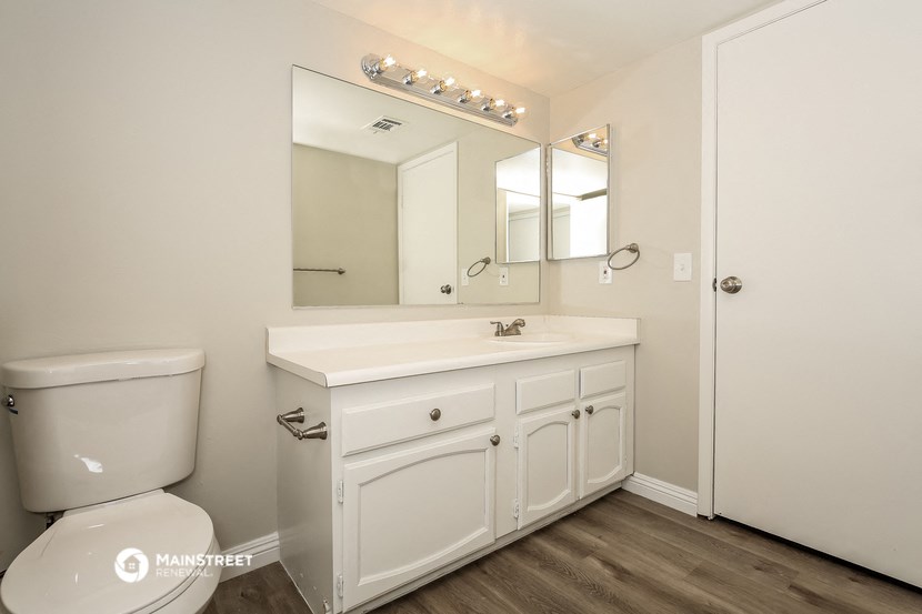 a bathroom with a toilet and a sink and a mirror