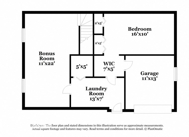 a floor plan of a house with bedrooms and a bonus room and a laundry room