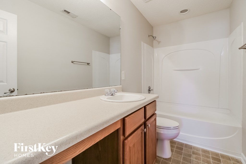 a bathroom with a sink and a toilet and a mirror