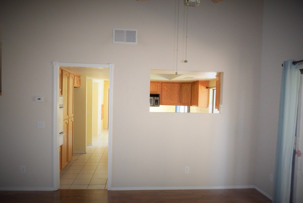 a view of the kitchen from the living room