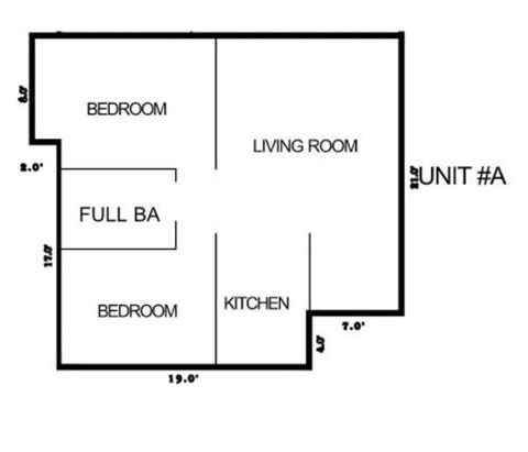 a schematic diagram of a living room with a full bar and a kitchen