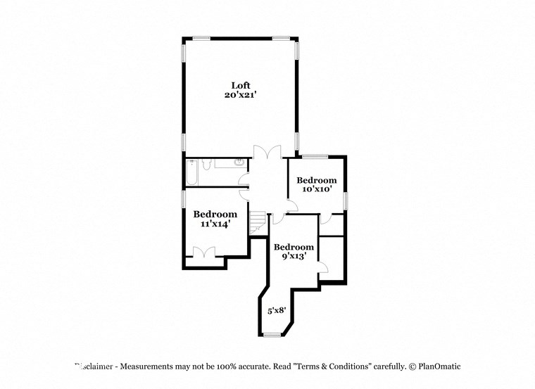 a floor plan of a house with bedrooms and baths and a staircase