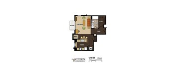 2d floorplan of a Studio apartment with one bathroom.