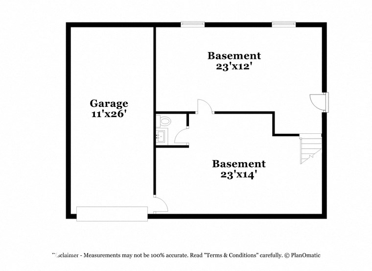 a floor plan of a house with a garage and a basement