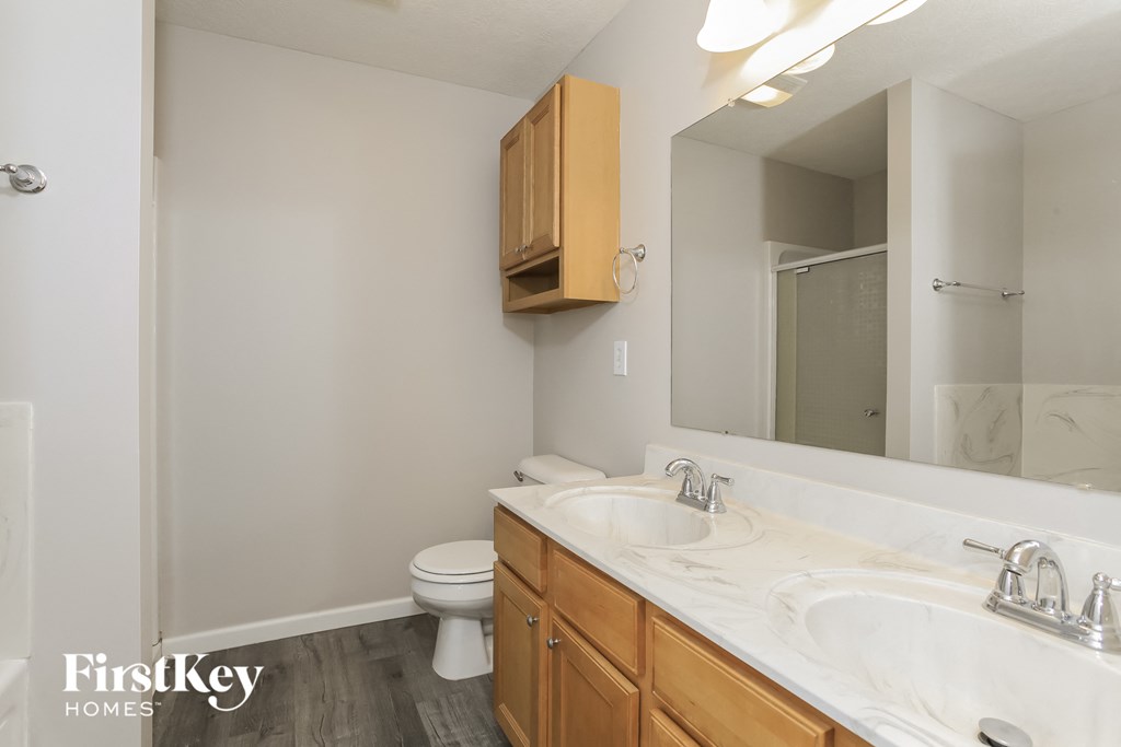 a bathroom with a sink and a toilet and a mirror