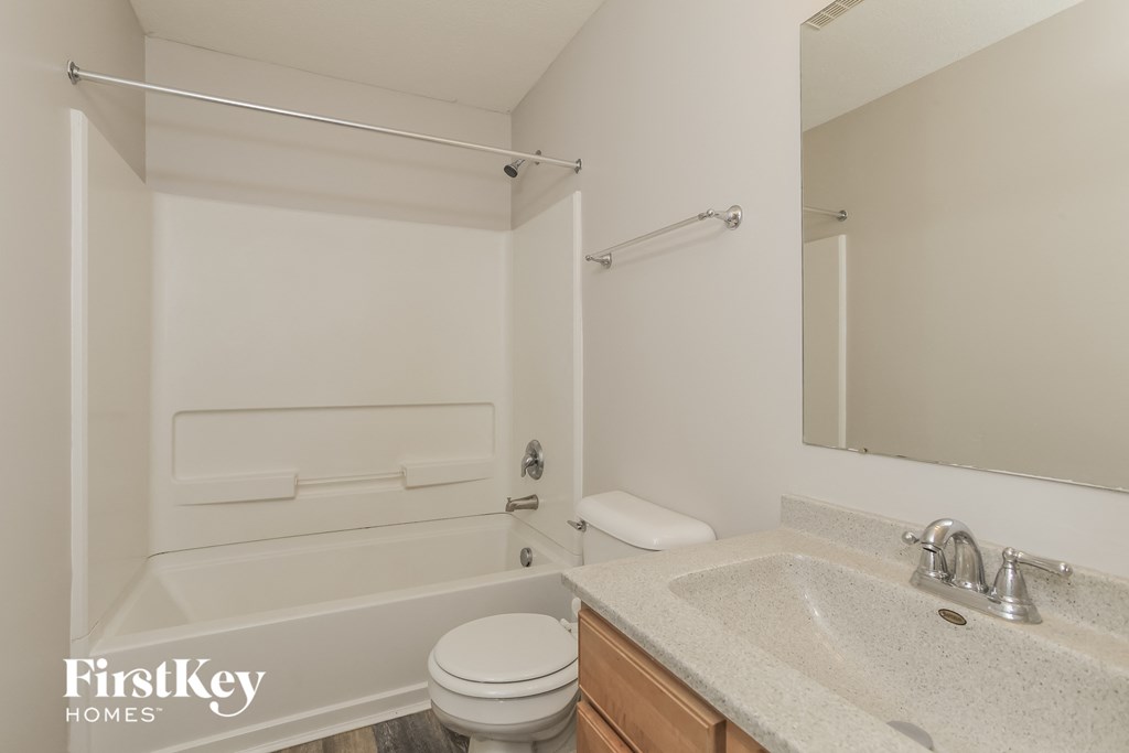 a bathroom with a sink and a toilet and a bath tub