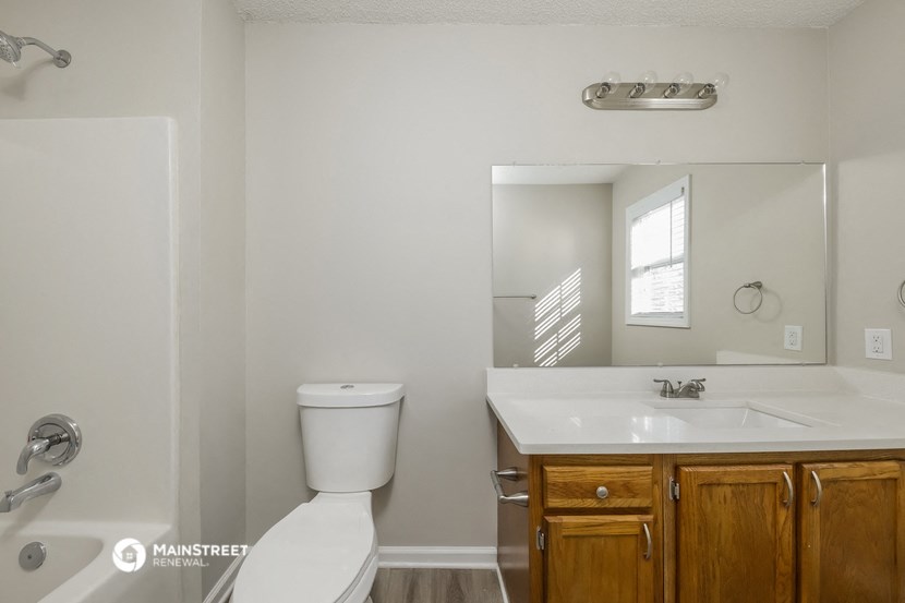 a bathroom with a sink and a toilet and a mirror
