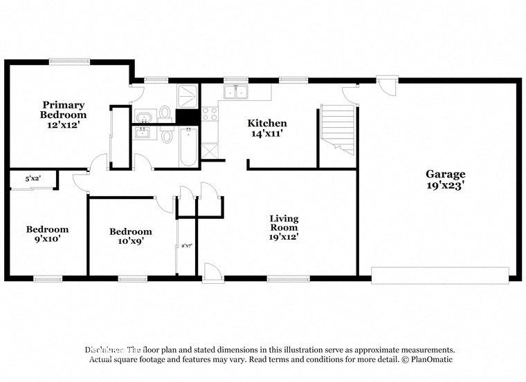 a floor plan of a house with bedrooms and a garage