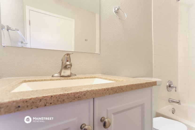 a bathroom with a sink and a mirror and a toilet