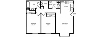 2 Bedrooms, 1 Bathroom (Bonus Vanity)