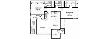 2 Bedrooms, 2 Bathrooms (Upstairs)