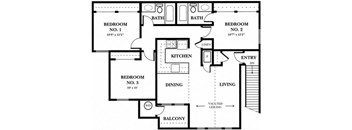 3 Bedrooms, 2 Bathrooms (Upstairs)