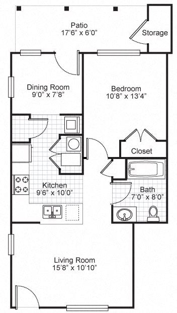 One Bedroom Terrace Apartment Floor Plan 2