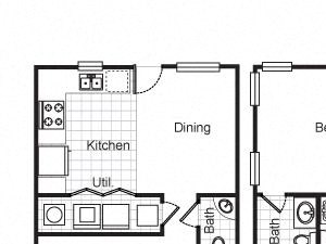 3 bedroom 2.5 bath townhouse 2D floorplan 3 bedroom 2.5 bath townhouse 2D floorplan-Longfellow Heights Apartments,Kansas City, MO