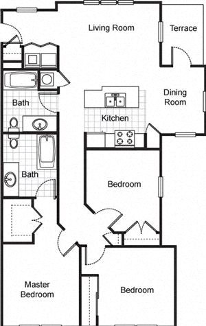 Northpark at 3bedroom 2bath 2D floorplan at Northpark at Scott Carver Apartments Miami, FLScott Carver Apartments Floor Plan 3bedroom 2bath 2D floorplan_Northpark at Scott Carver Apartments Miami, FL