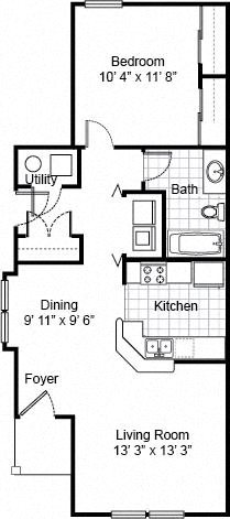 1 Bedroom 1 Bath 2D Floorplan 1 Bedroom 1 Bath 2D Floorplan-Parsons Place Apartments, East St. Louis, IL