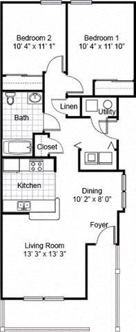 2 Bedroom 1 Bath 2D Floorplan 2 Bedroom 1 Bath 2D Floorplan-Parsons Place Apartments, East St. Louis, IL