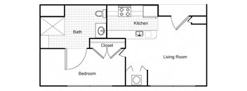 1 Bedroom 1 Bath 2D Floorplan-Senior Living at Renaissance Place at Grand Apartments, St. Louis, MO