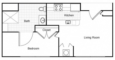 1 Bedroom 1 Bath 2D Floorplan-Senior Living at Renaissance Place at Grand Apartments, St. Louis, MO