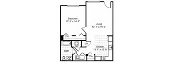 1 Bedroom 1 Bath Garden Apartment 2D Floorplan-Tremont Pointe Apartments, Cleveland, OH 44113