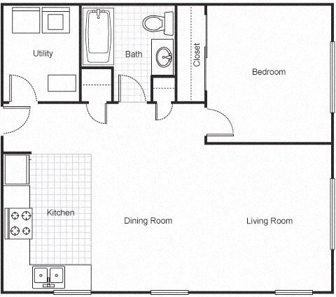 1 Bedroom 1 Bath 2D Floorplan-Faubourg Lafitte, New Orleans