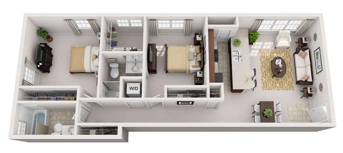2 BR 2 BA Floor Plan 3