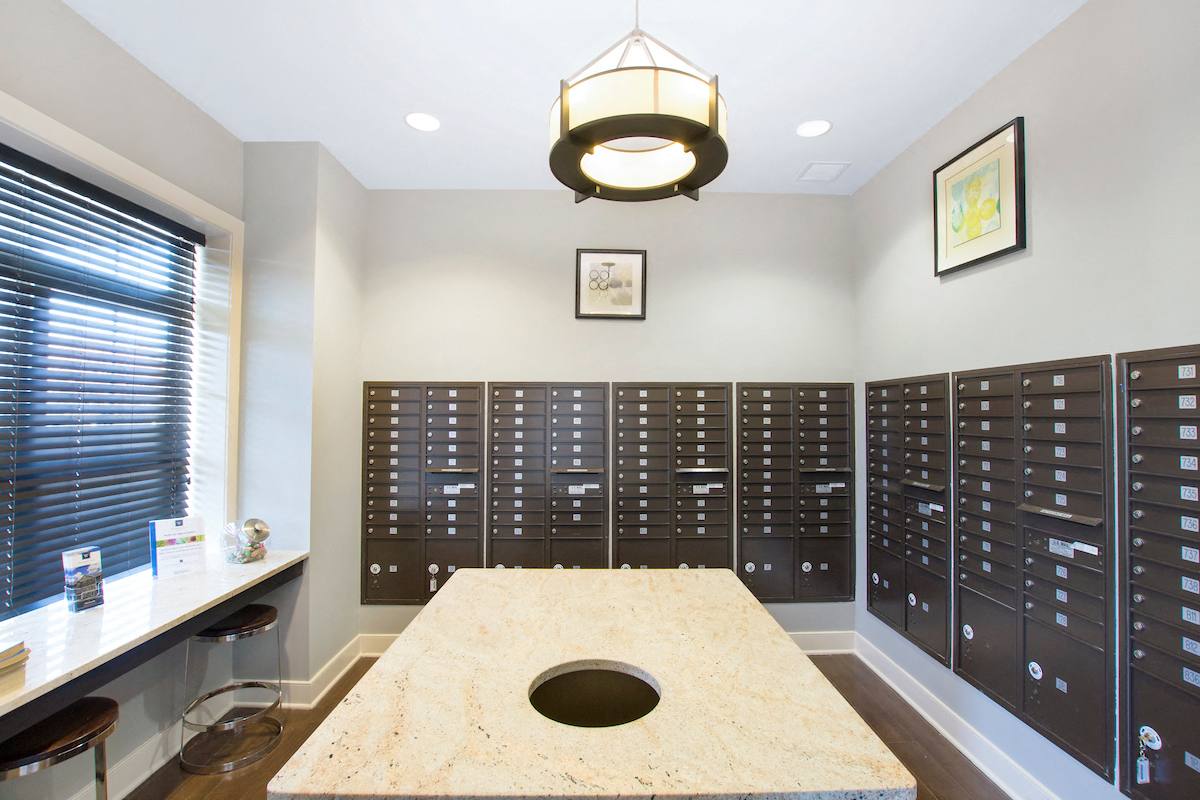 a large room with a bunch of lockers in it