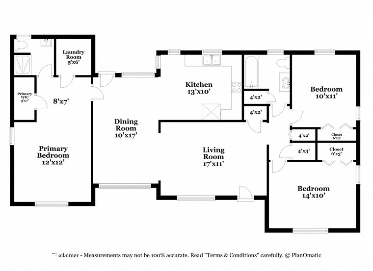 a floor plan of a house with two bedrooms and a living room
