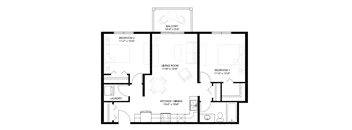 2 bed 1 bath (B) 1st Floor