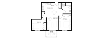 2 bed 1 bath (F) 2nd Floor