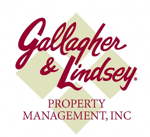 The image is a logo of Gallagher & Lindsey Property Management, Inc.