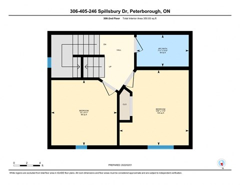 a floor plan of a unit with a bedroom and a bathroom