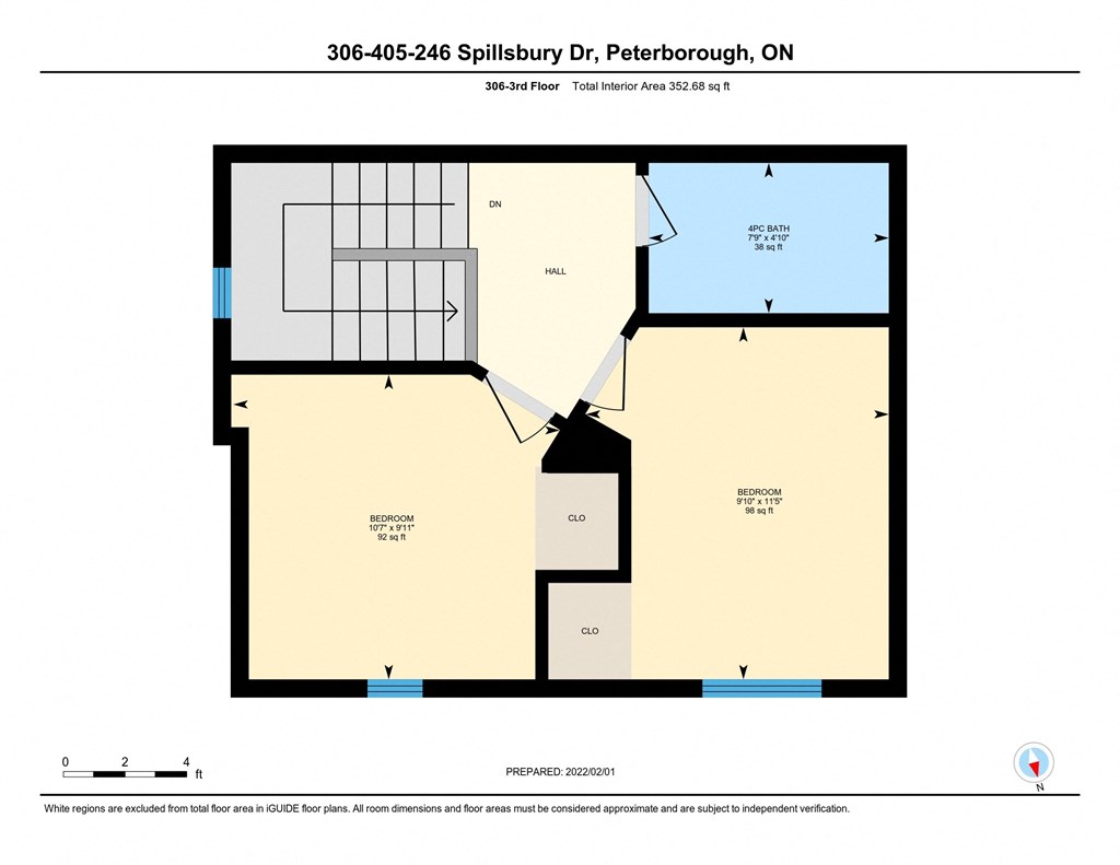 a floor plan of a unit with a bedroom and a bathroom